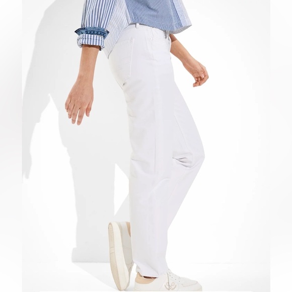 American Eagle White Denim 90’s Straight High Rise Jeans Women’s Size 4 - Picture 3 of 9